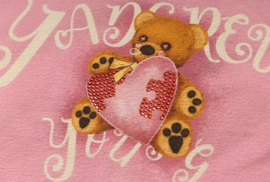 YADcrew Digital Print Cute Bear Rhinestone Tee | Face 3 Face