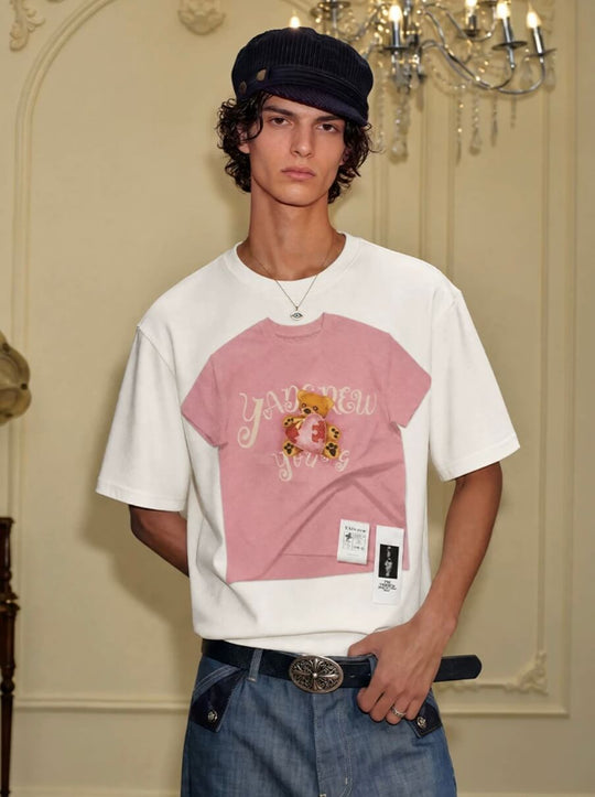 YADcrew Digital Print Cute Bear Rhinestone Tee | Face 3 Face