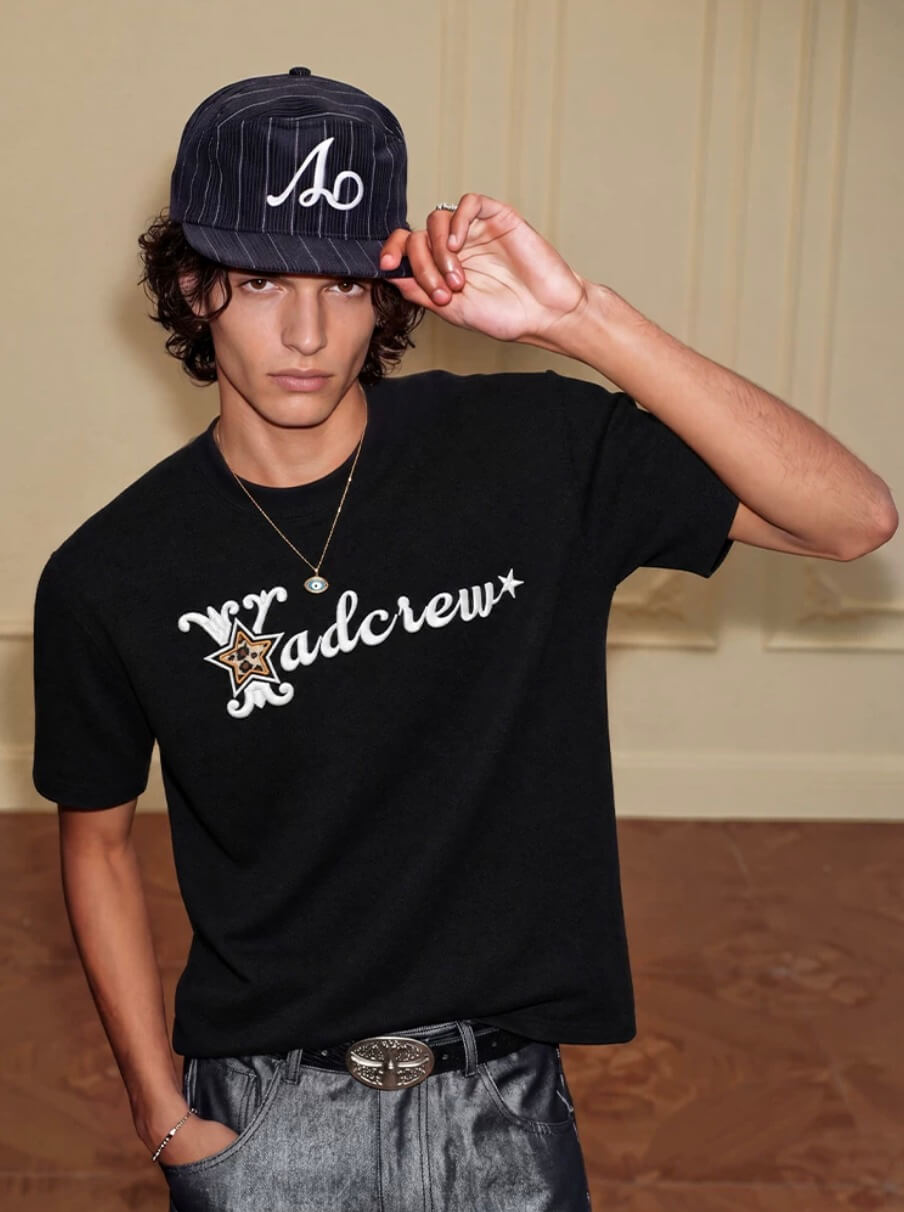 YADcrew Leopard Star 3D Logo Embroidered Tee | Face 3 Face