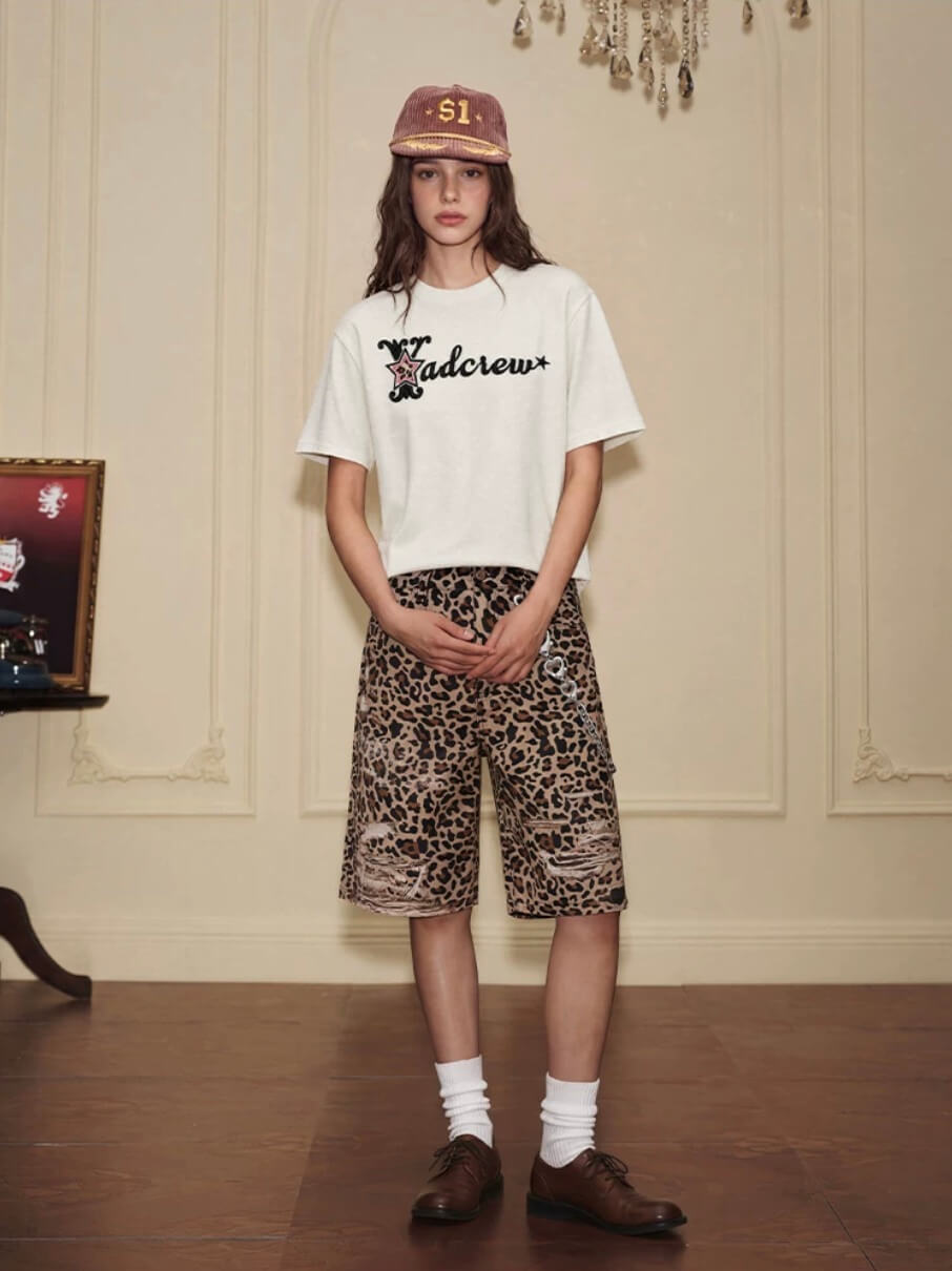 YADcrew Leopard Star 3D Logo Embroidered Tee | Face 3 Face