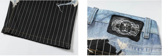 YADcrew Denim Stripe 3D Digital Print Shorts | Face 3 Face