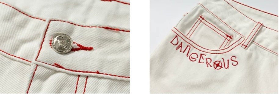YADcrew Heart Shaped Pocket Slight Flare White Jeans | Face 3 Face