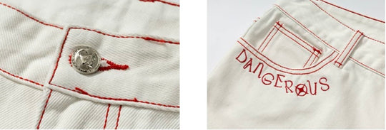 YADcrew Heart Shaped Pocket Slight Flare White Jeans | Face 3 Face
