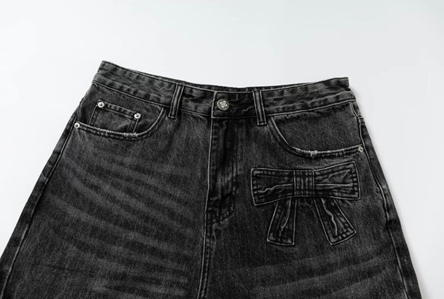 YADcrew Ribbon Patch Distressed Vintage Flared Jeans | Face 3 Face