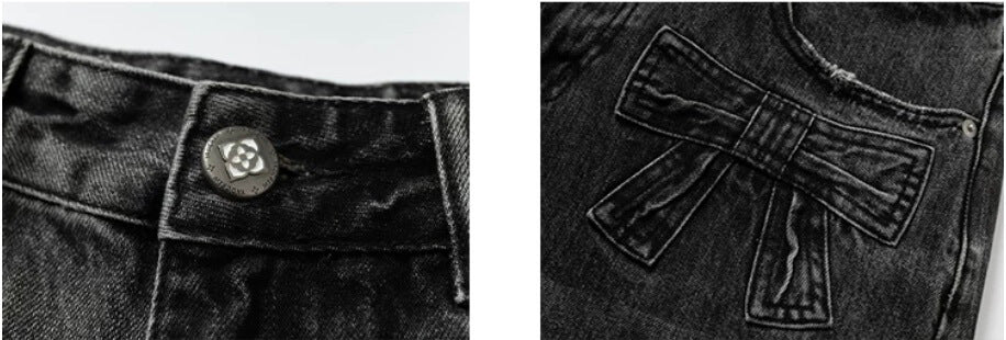 YADcrew Ribbon Patch Distressed Vintage Flared Jeans | Face 3 Face