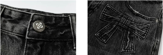 YADcrew Ribbon Patch Distressed Vintage Flared Jeans | Face 3 Face