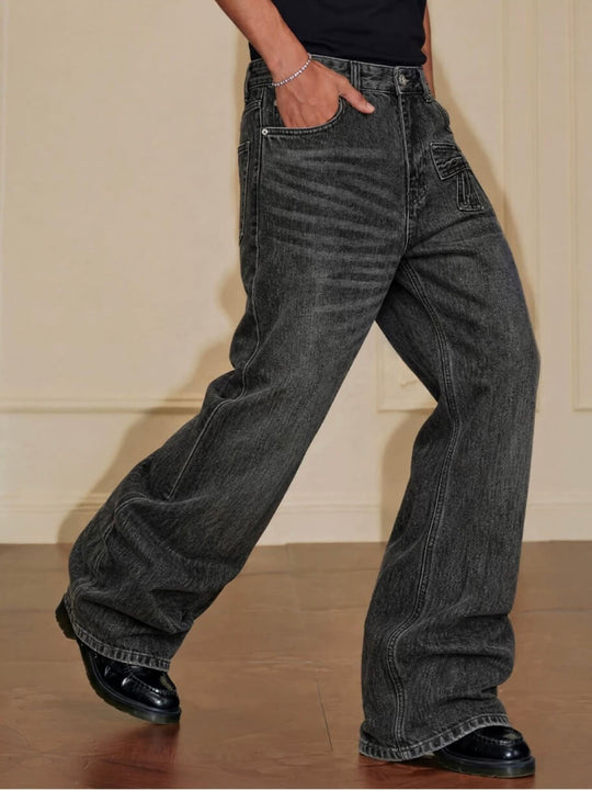 YADcrew Ribbon Patch Distressed Vintage Flared Jeans | Face 3 Face