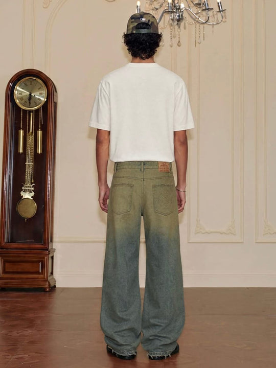 YADcrew Baroque Embroidered Distressed Wash Slight Flare Jeans | Face 3 Face