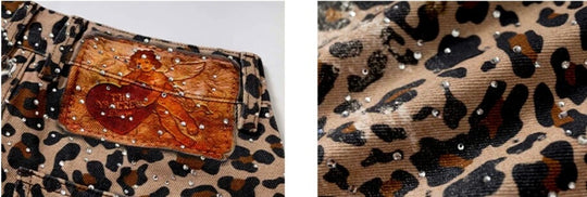 YADcrew Leopard Digital Print All Over Rhinestone Baggy Shorts | Face 3 Face