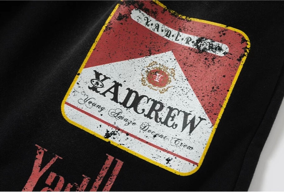 YADcrew Parody Print Washed Sweat Shorts | Face 3 Face