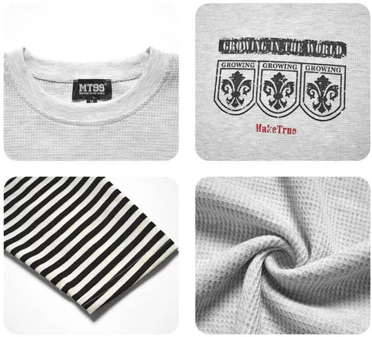 F3F Select Layered Stripe Long Sleeve Waffle Tee | Face 3 Face