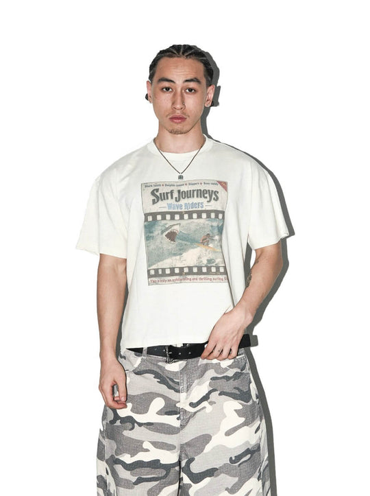 LIBERAFIT Vintage Washed Surfing Print Short Sleeve Tee | Face 3 Face