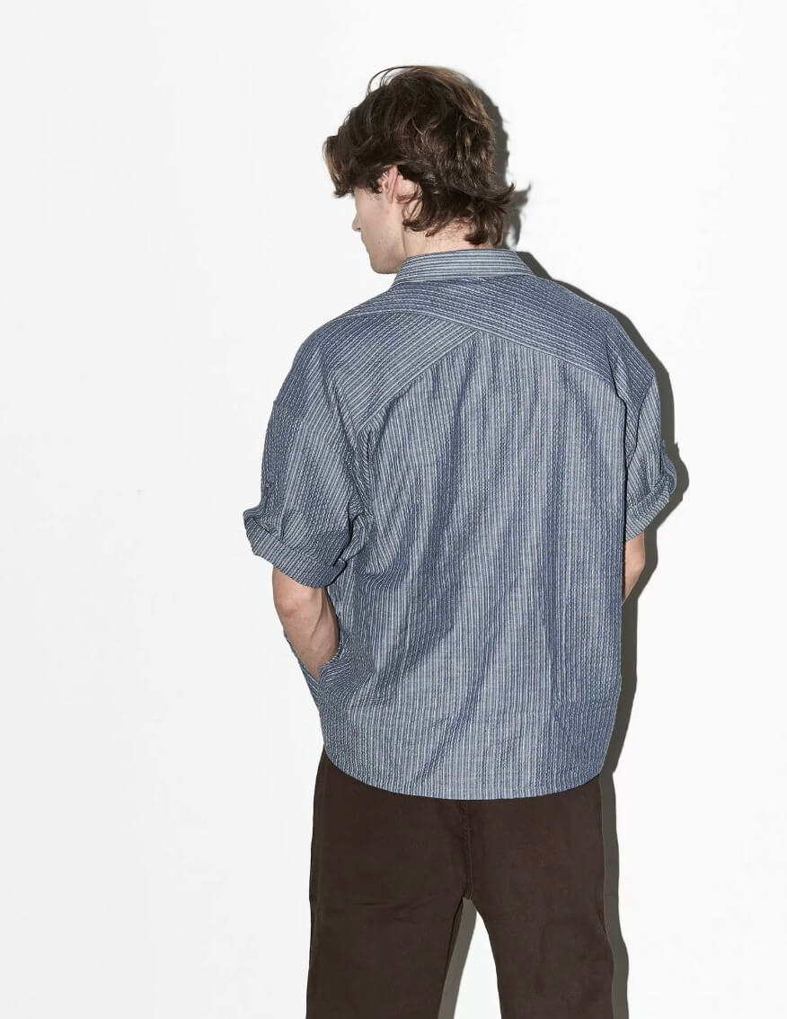 LIBERAFIT Cross Weave Striped Pique Short Sleeve Shirt | Face 3 Face