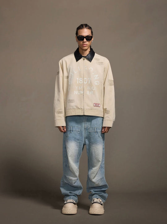 1807 Stitch Embroidered Leather Collar Detroit Jacket | Face 3 Face