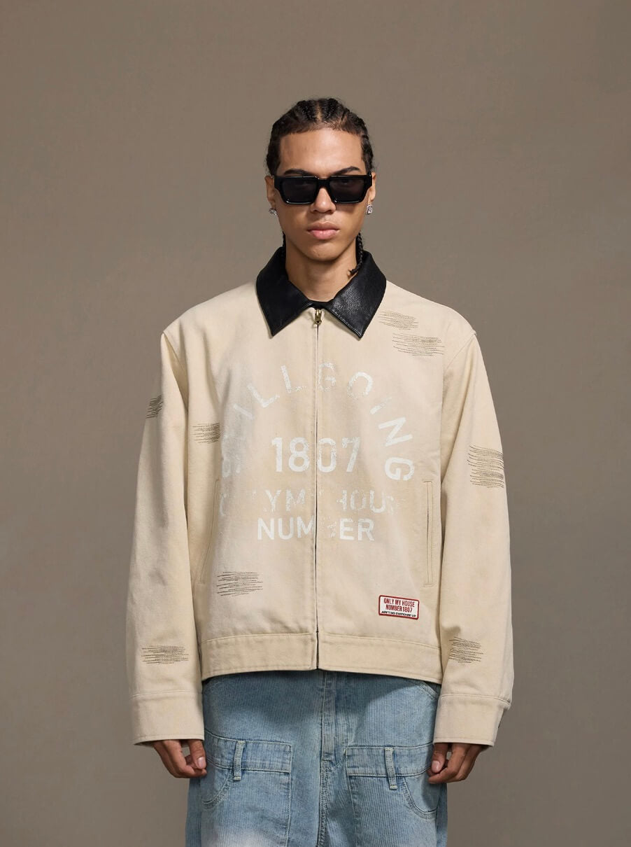 1807 Stitch Embroidered Leather Collar Detroit Jacket | Face 3 Face