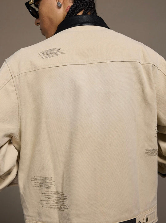 1807 Stitch Embroidered Leather Collar Detroit Jacket | Face 3 Face