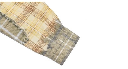 1807 Patchwork Print Plaid Rhinestone Long Sleeve Shirt | Face 3 Face