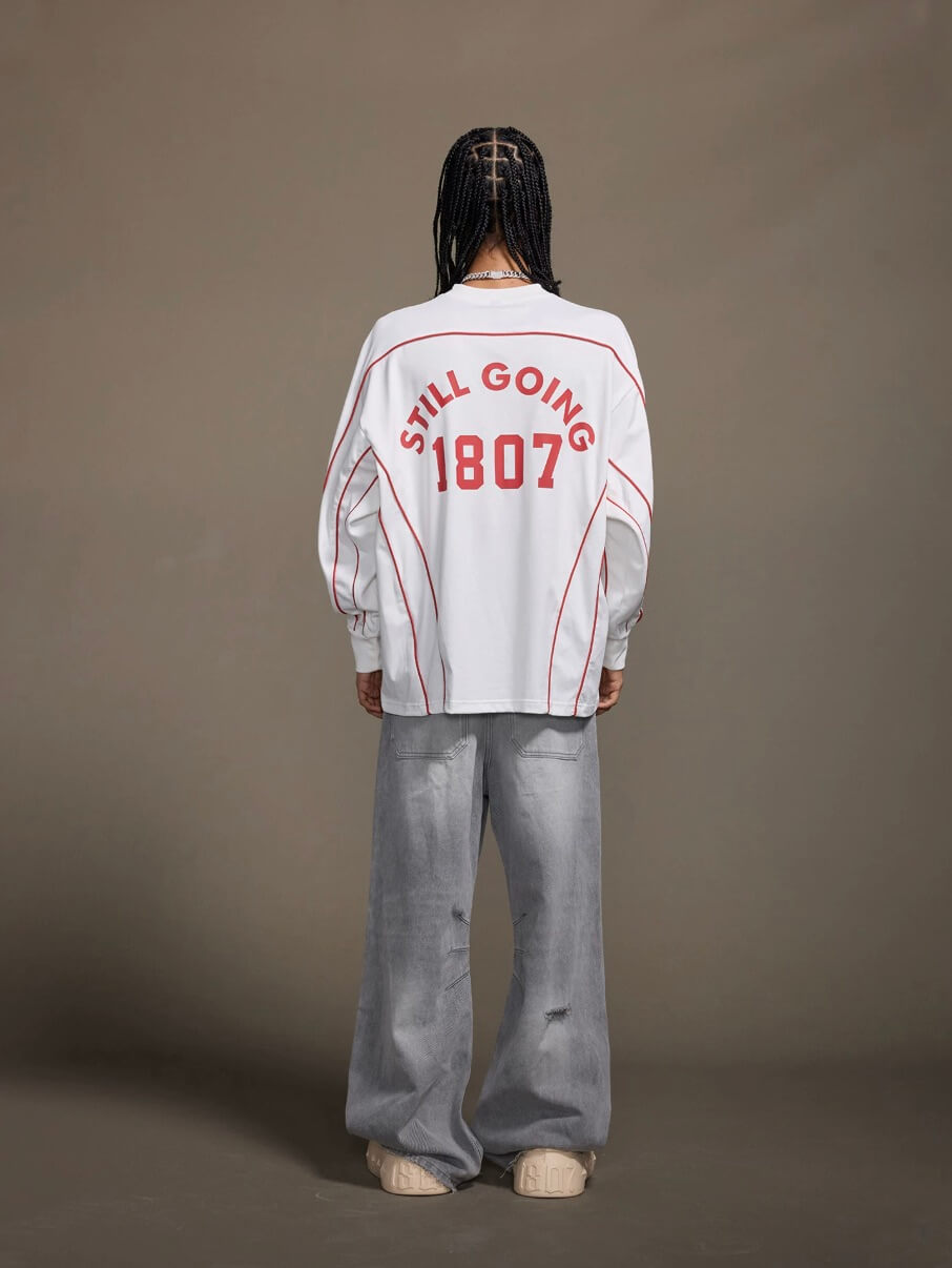 1807 Patchwork Print V Neck Long Sleeve Hockey Jersey | Face 3 Face