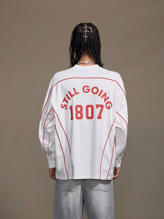 1807 Patchwork Print V Neck Long Sleeve Hockey Jersey | Face 3 Face