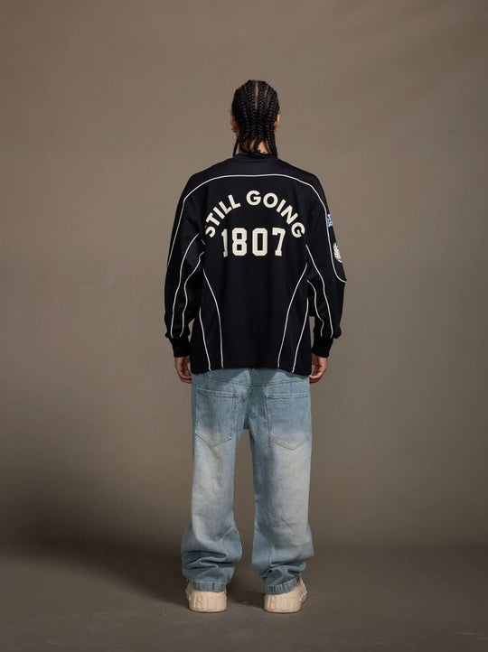 1807 Patchwork Print V Neck Long Sleeve Hockey Jersey | Face 3 Face