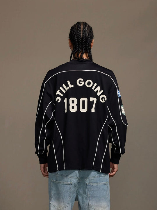 1807 Patchwork Print V Neck Long Sleeve Hockey Jersey | Face 3 Face