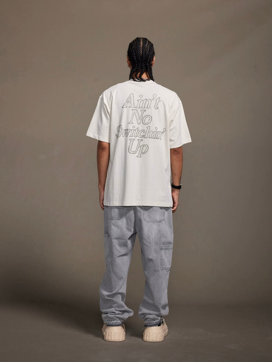 1807 Still Going Print Rhinestone Short Sleeve Tee | Face 3 Face
