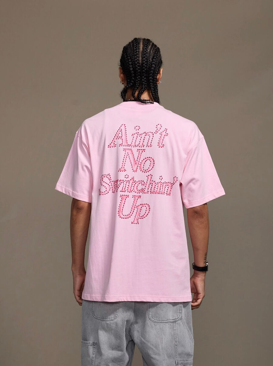 1807 Still Going Print Rhinestone Short Sleeve Tee | Face 3 Face