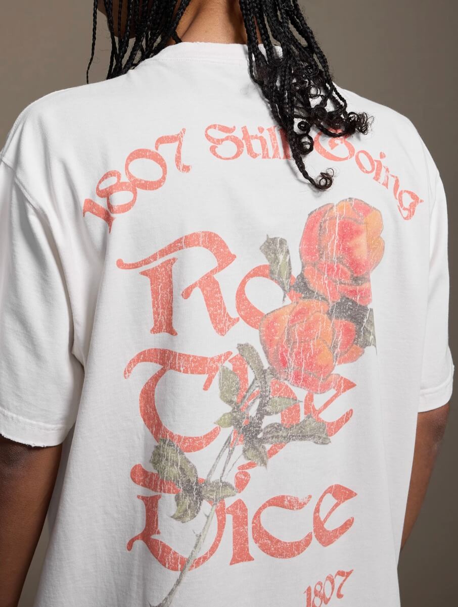 1807 Vintage Print Washed Distressed Short Sleeve Tee | Face 3 Face