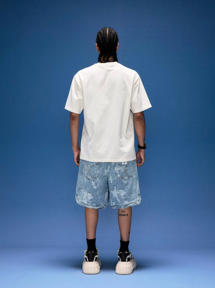 1807 I Love Graffiti Print Distressed Short Sleeve Tee | Face 3 Face