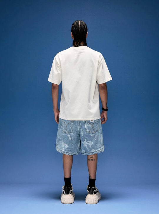 1807 I Love Graffiti Print Distressed Short Sleeve Tee | Face 3 Face