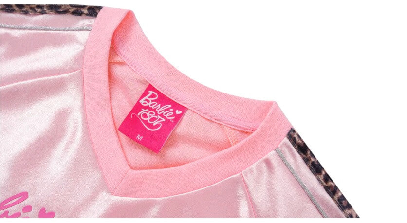 1807 Barbie Leopard Print Patch Long Sleeve Hockey Jersey | Face 3 Face