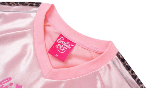 1807 Barbie Leopard Print Patch Long Sleeve Hockey Jersey | Face 3 Face