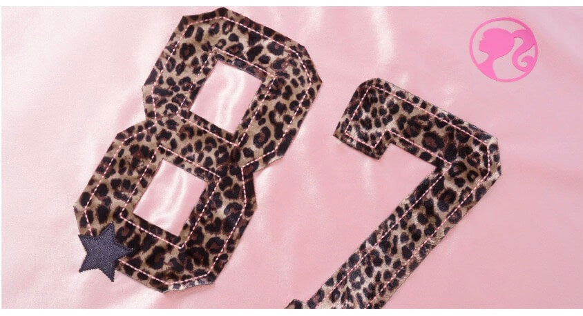 1807 Barbie Leopard Print Patch Long Sleeve Hockey Jersey | Face 3 Face