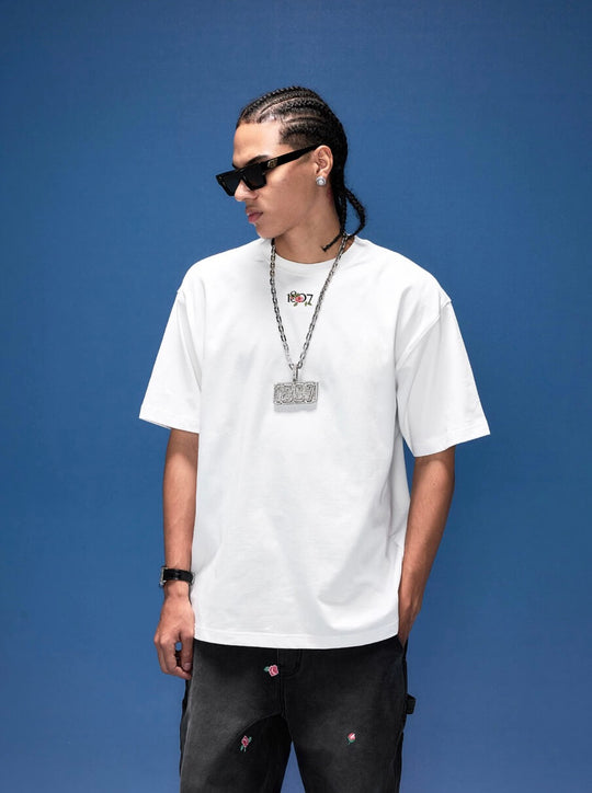 1807 Rose Logo Print Embroidered Short Sleeve Tee | Face 3 Face