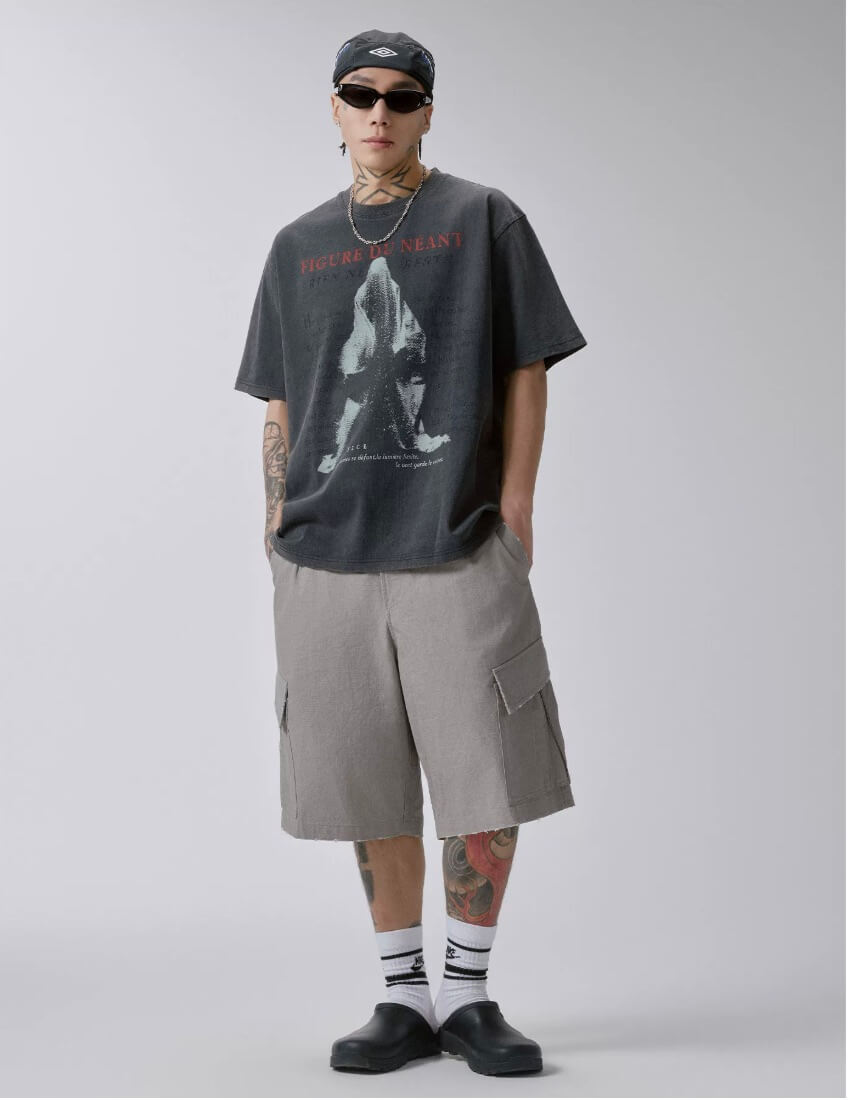 F2CE Cargo Pocket Distressed Baggy Shorts | Face 3 Face