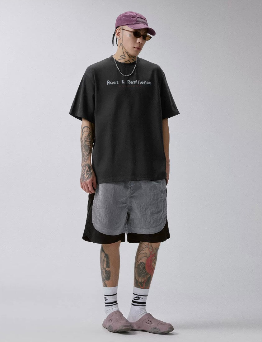 F2CE Metallic Nylon Patchwork Shorts | Face 3 Face