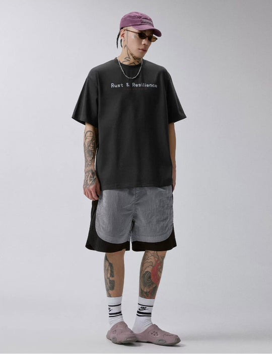 F2CE Metallic Nylon Patchwork Shorts | Face 3 Face