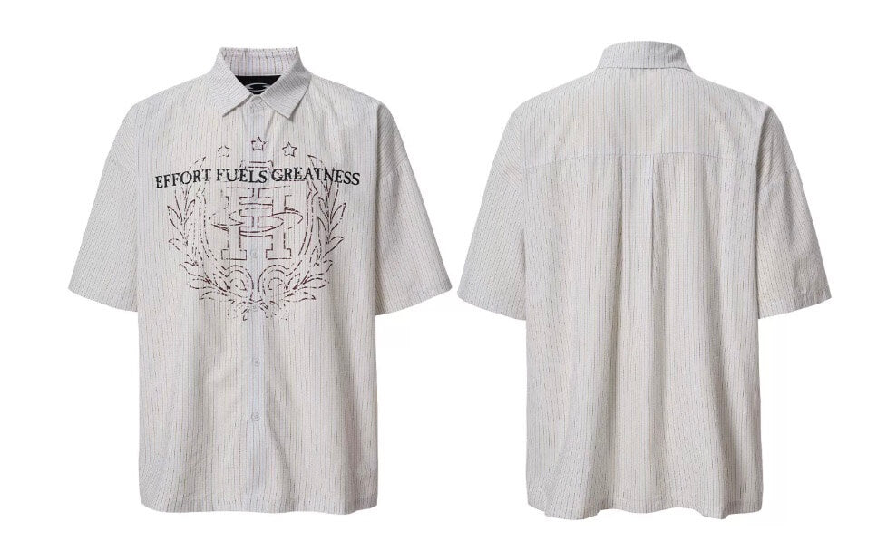 F2CE Stitch Stripe Vintage Print Short Sleeve Shirt | Face 3 Face