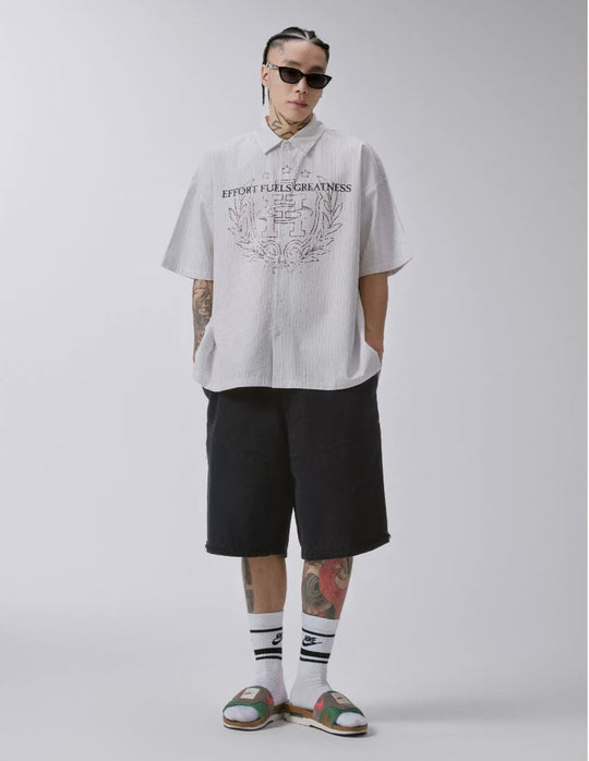 F2CE Stitch Stripe Vintage Print Short Sleeve Shirt | Face 3 Face