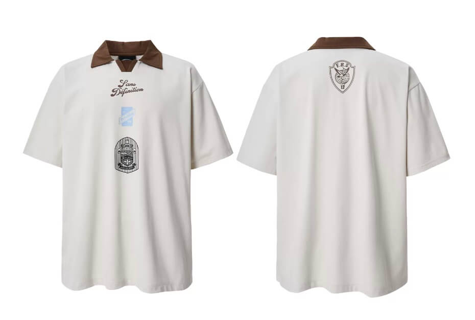 F2CE College Emblem Badge Print Color Block Polo Shirt | Face 3 Face