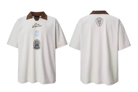 F2CE College Emblem Badge Print Color Block Polo Shirt | Face 3 Face