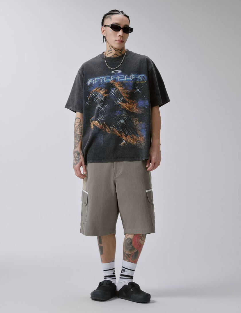 F2CE Galactic Flame Pegasus Vintage Heavy Wash Short Sleeve Tee | Face 3 Face