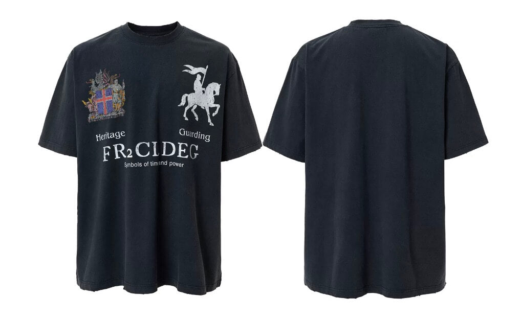 F2CE Heritage Crest Vintage Print Distressed Short Sleeve Tee | Face 3 Face