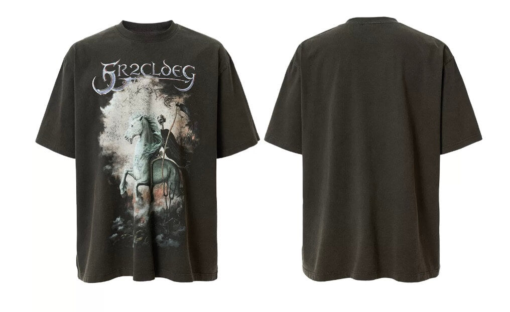 F2CE Skull War Horse Graphic Washed Distressed Short Sleeve Tee | Face 3 Face