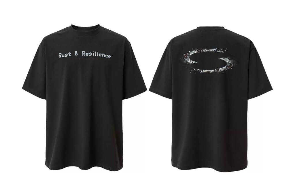 F2CE Metal Style Logo Print Washed Distressed Short Sleeve Tee | Face 3 Face