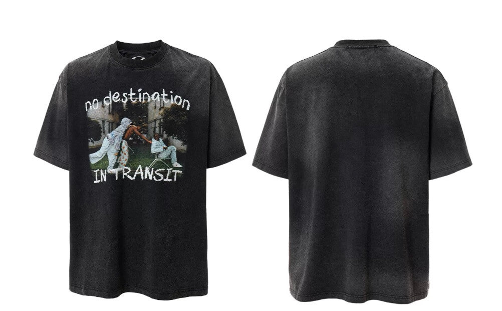 F2CE Vintage Photo Print Washed Distressed Short Sleeve Tee | Face 3 Face