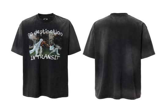 F2CE Vintage Photo Print Washed Distressed Short Sleeve Tee | Face 3 Face
