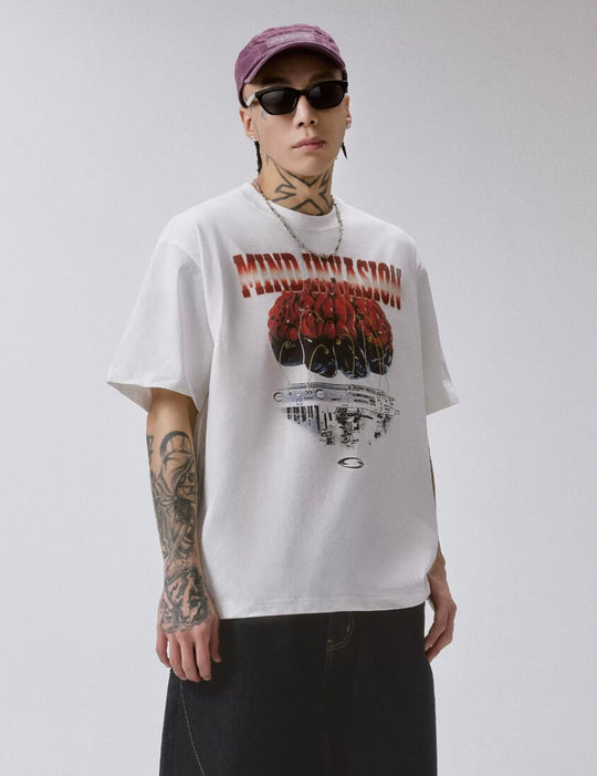 F2CE Cyber Brain Graphic Print Short Sleeve Tee | Face 3 Face