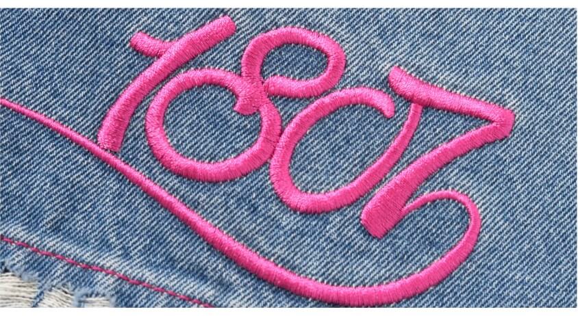 1807 Barbie Collaboration Rhinestone Detail Embroidered Denim Cropped Shorts | Face 3 Face