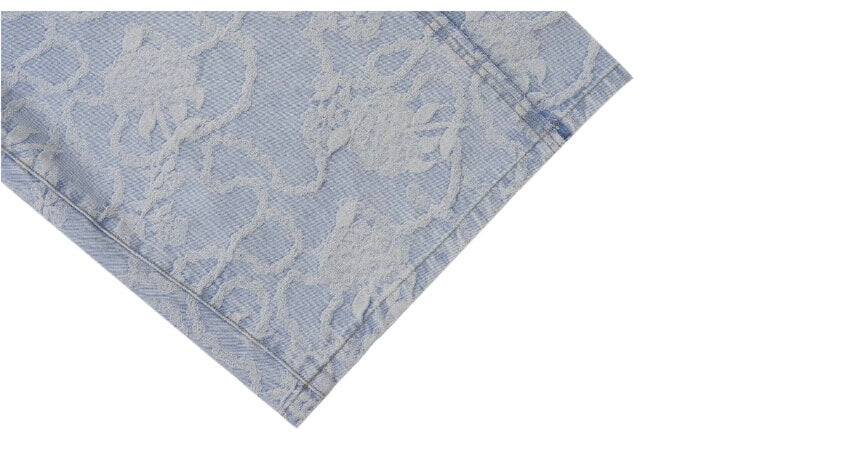 1807 Floral Chain Jacquard 3D Embroidered Denim Cropped Shorts | Face 3 Face